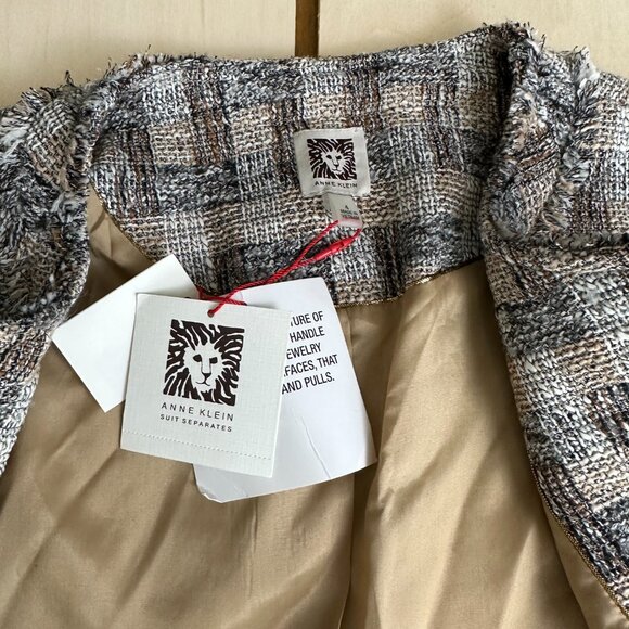 NWT Anne Klein Tweed Lined Cardigan‎ Blazer NEW Women's 4 Geometric - Picture 5 of 10